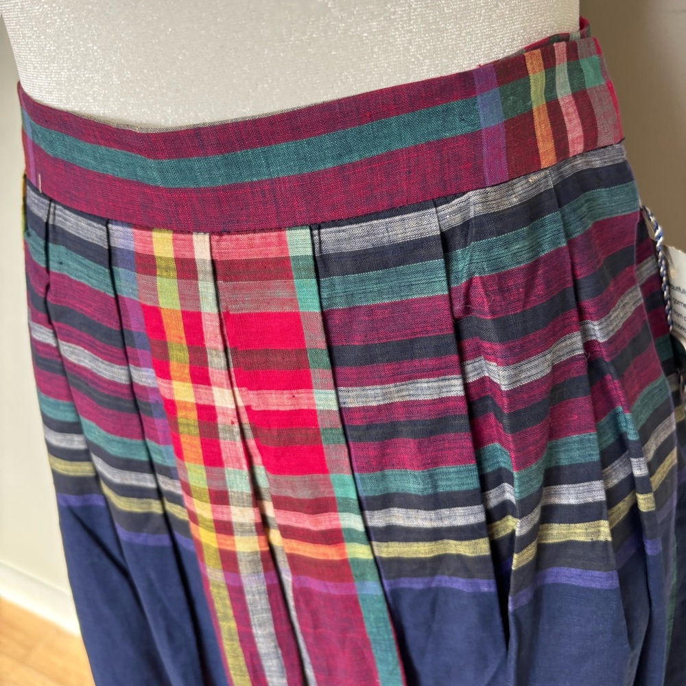 Vintage Carroll Reed of New England Multicolor Plaid Pleated Midi Skirt-10-NWT - Picture 5 of 8